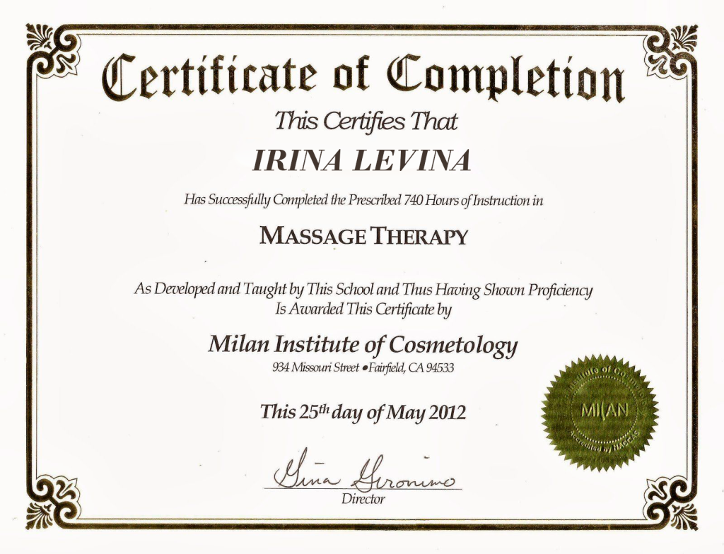 Сертификат повышения квалификации в области работы с состояниями человека